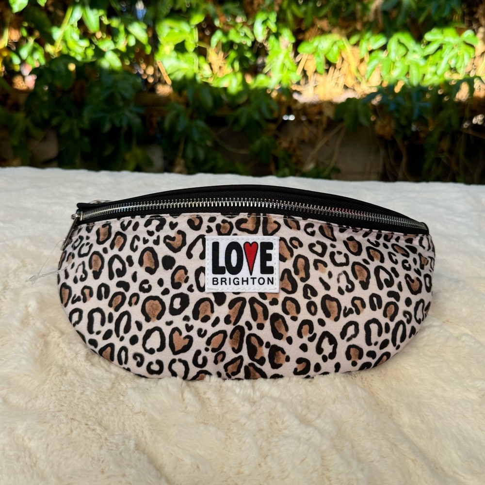 Brighton Black and Cream Crossbody Bag with Leopard Print